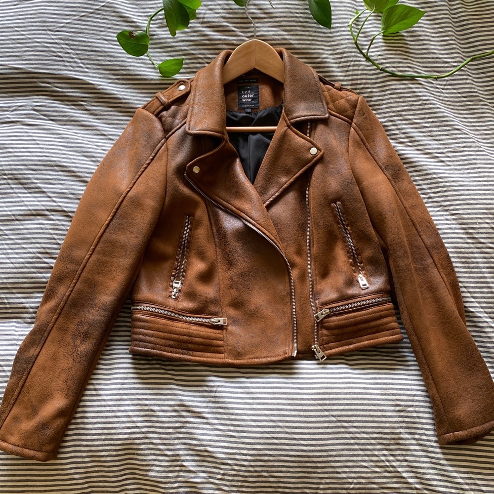 Zara’s “Leather effect jacket”
